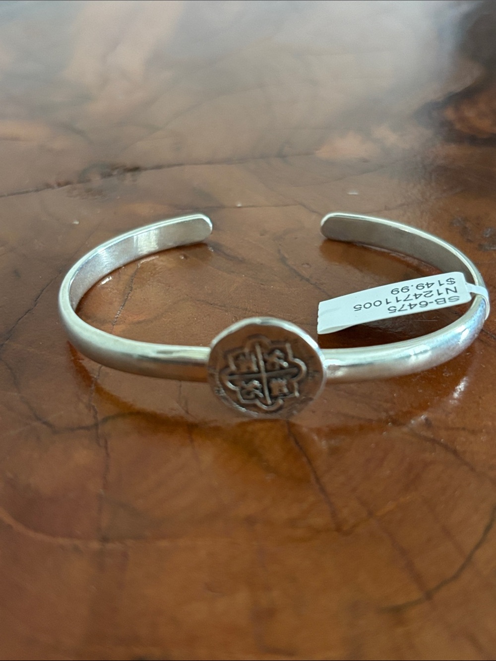 Charles Albert Sterling Silver Replica of a Spanish Coin Cuff Bracelet